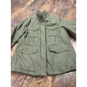 Military Field Cargo Utility Jacket Green Womens‎ Quilted Inside Coat Size 10